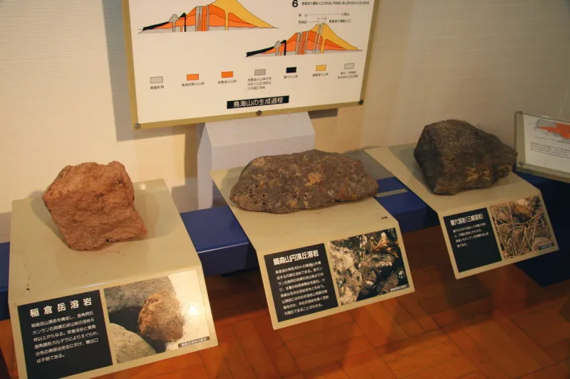 大昔の火山活動で生成された溶岩を展示