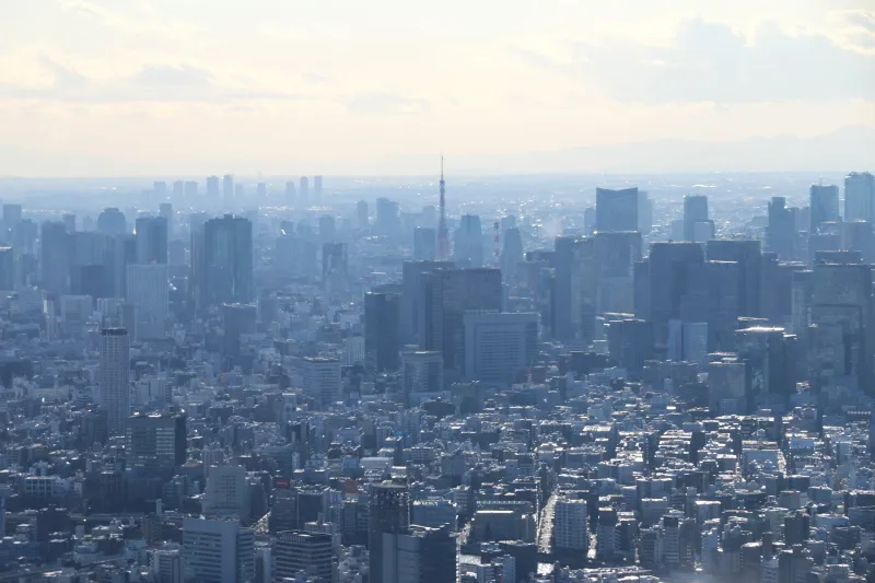 東京駅・丸の内から東京タワー方向の景色