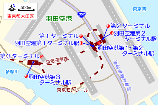 羽田空港の観光ガイドマップ