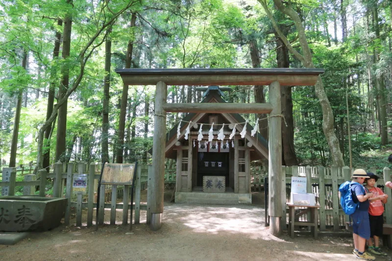 木々に覆われ、静かな場所に佇む宝登山神社奥宮