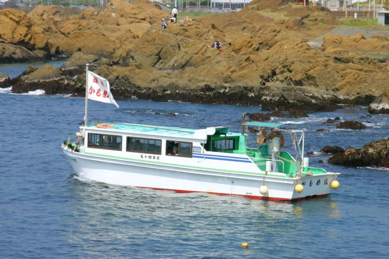 野島崎の沖合を遊覧する海底透視船