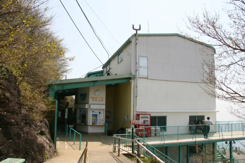 筑波山ロープウェイの山頂駅。建物の横が展望台のスカイデッキ２９８３