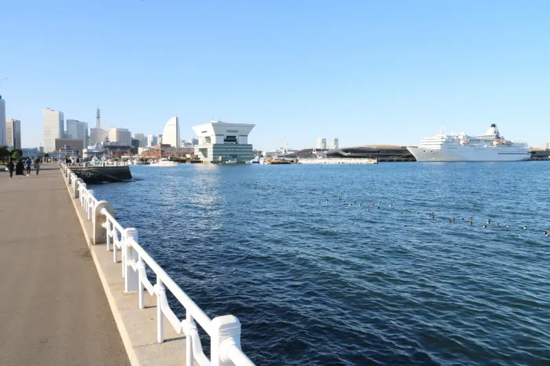 目の前に横浜港が広がりのんびりと景色を眺められる公園