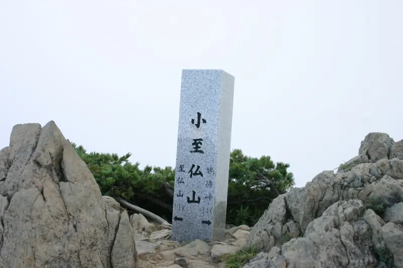 山頂に設置されている小至仏山の石碑