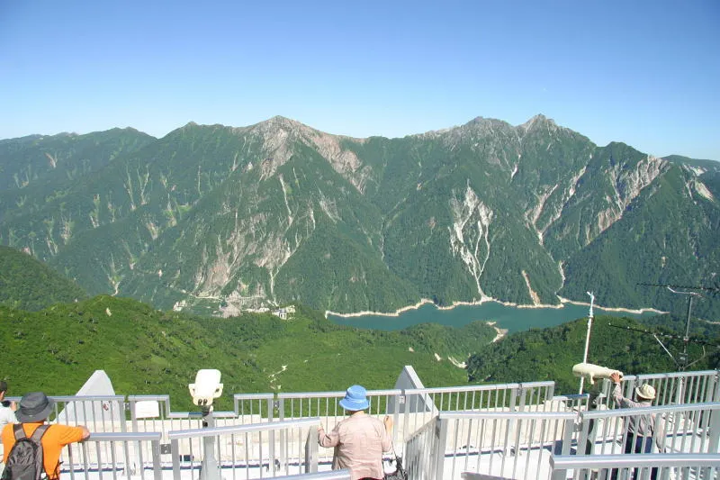 黒部湖や赤沢岳が眺められる東方向の景色