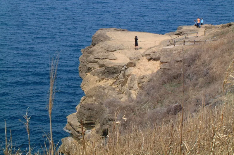 地震で崩落する前のヤセの断崖（２００１年に撮影）