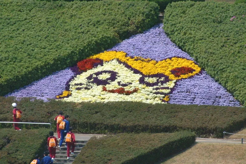 記念イベントの時に造られたピカチュウの花アート