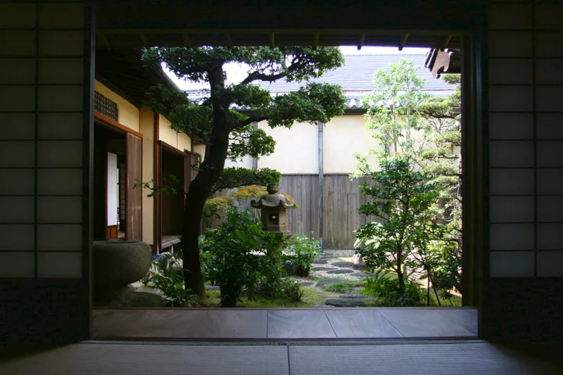 静寂な空気も漂う、表座敷から眺める中庭