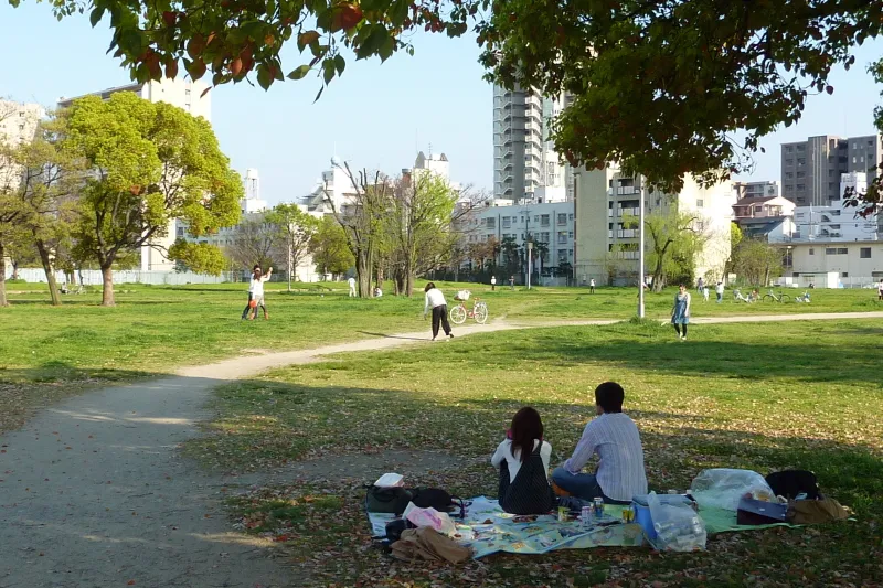 広い敷地は公園となっていて、のんびりとできる場所