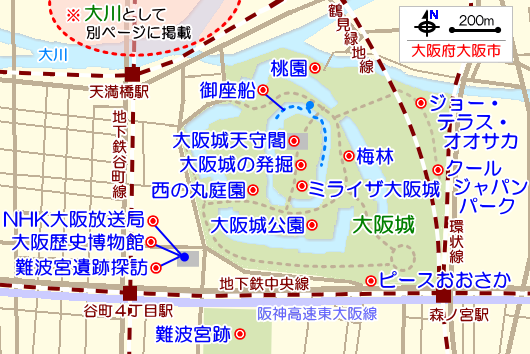 大阪城の観光ガイドマップ