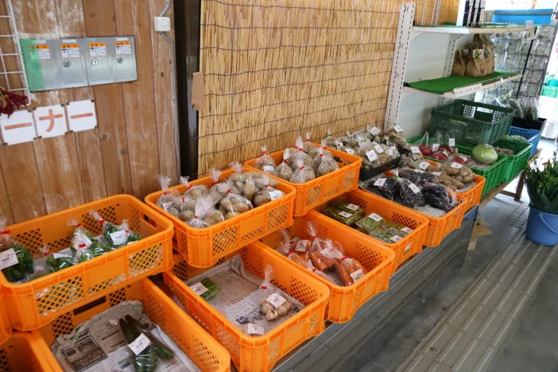 地元の野菜や果物を販売する産地直売コーナー