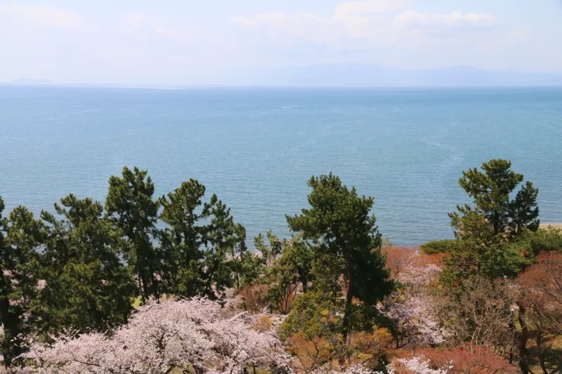 目の前には琵琶湖が広がり、その大きさも実感できる場所