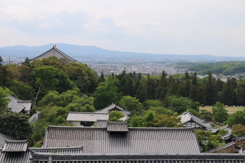 小高い場所に建つため、眺めが良く目の前に少し見える大仏殿の屋根