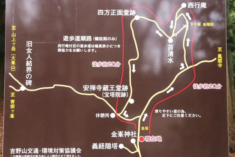 奥千本ハイキングコースのガイドマップ