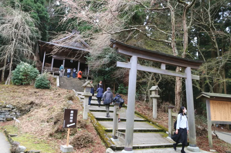 奥千本の静かな山の中にたたずむ小さな金峯神社