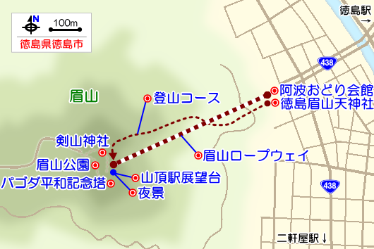 眉山の観光・登山ガイドマップ