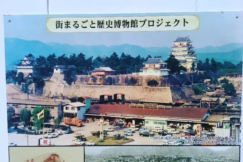 近代的な建物が全くない１９６５年に撮影された福山駅と福山城