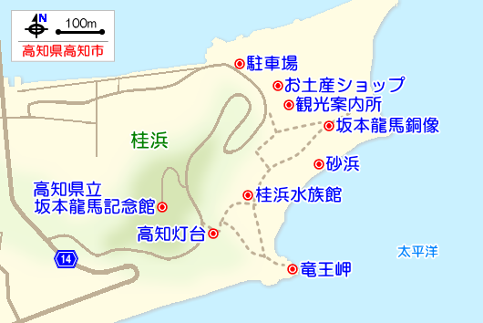 桂浜の観光ガイドマップ