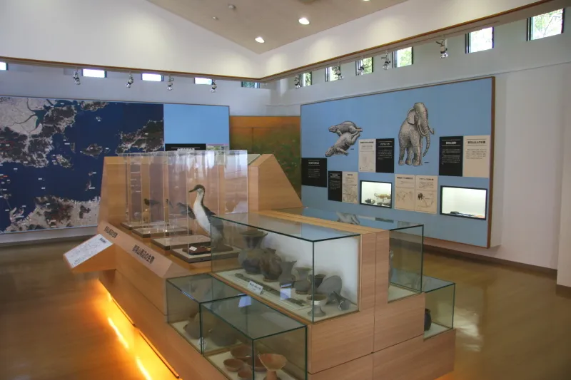 鷲羽山の動植物をパネルで説明する展示コーナー 