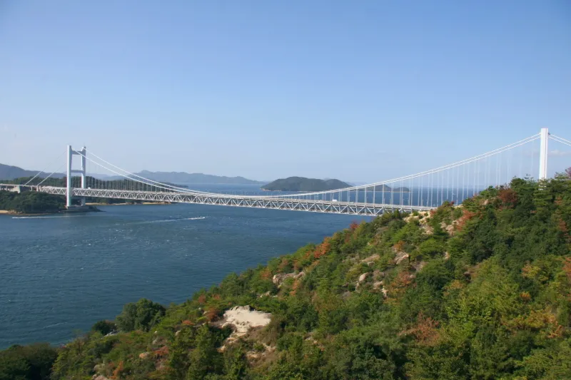 下津井瀬戸大橋が見える西方向の景色 