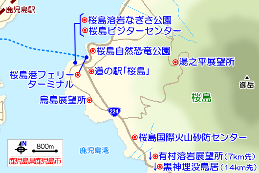 桜島の観光ガイドマップ