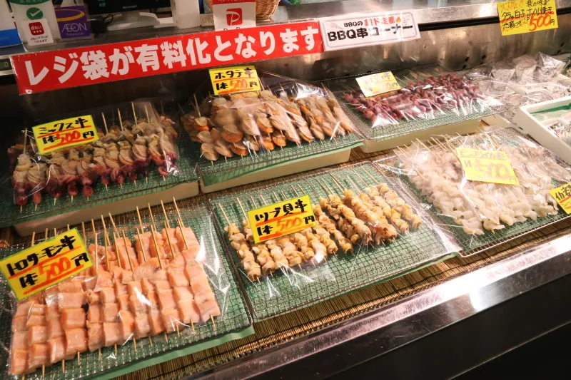 バーベキューの食材は魚介類・肉・野菜など種類も豊富