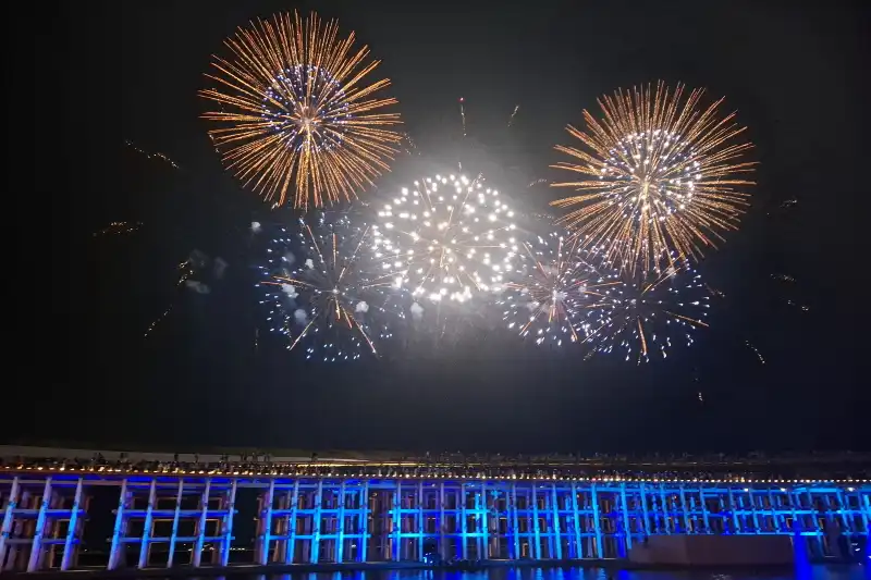 ウォータープラザから眺める万博花火