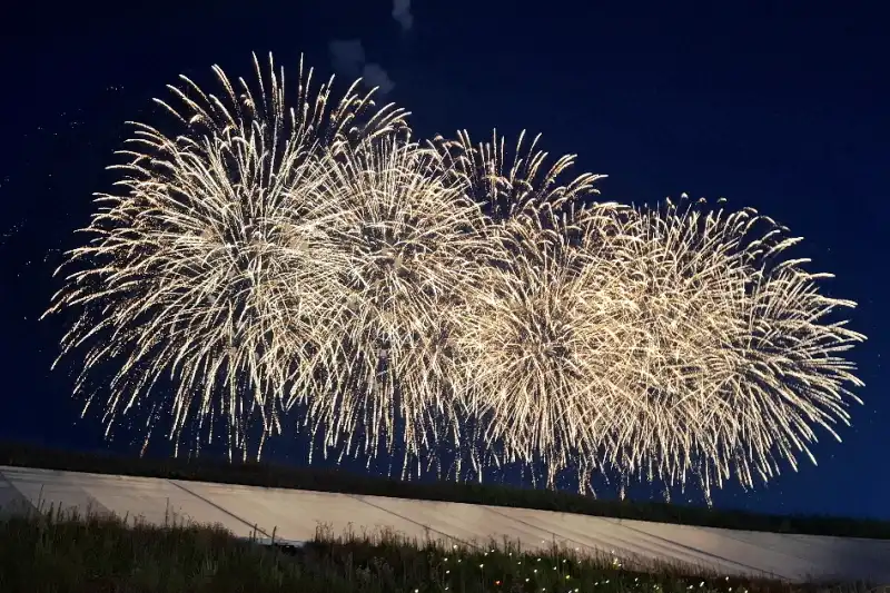 大屋根リングから見た万博花火