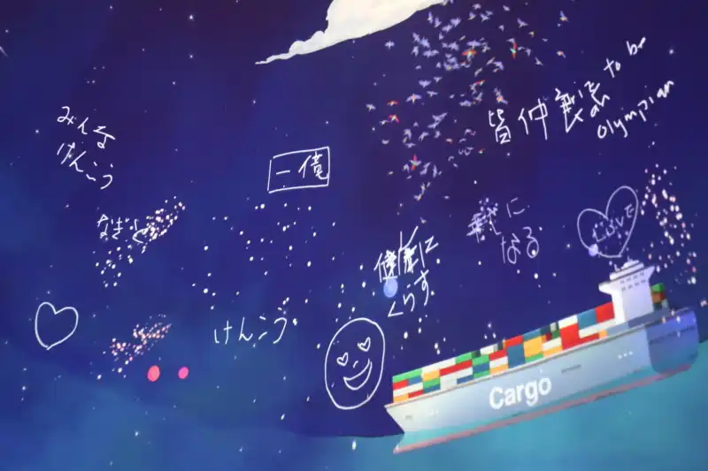 映像の中には先ほど解き放ったひとりひとりの夢が現れる演出