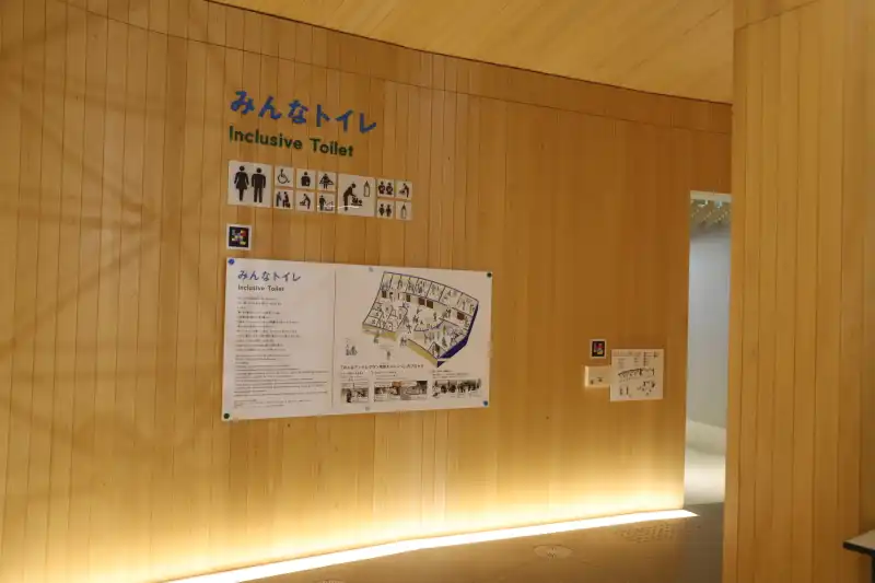 展示エリアの端に設置されている、みんなトイレ