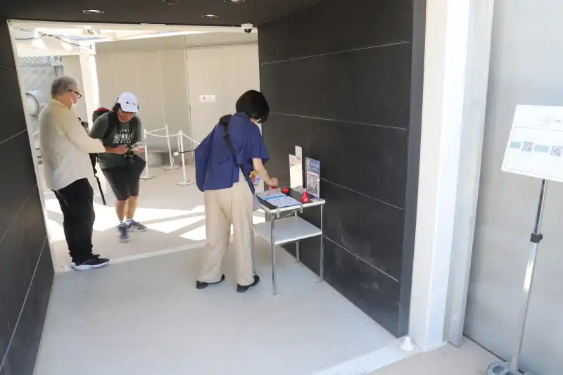 屋外展示エリアに設置されているスタンプ台