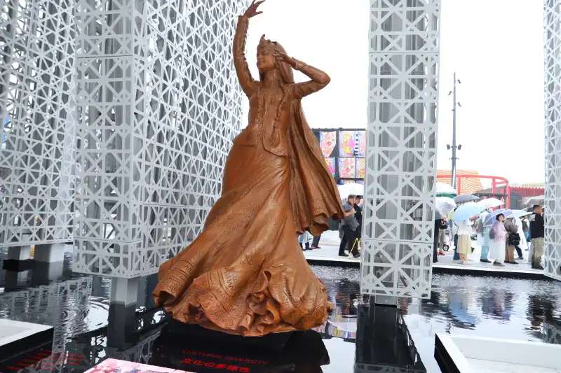 音楽に合わせてゆっくりと回転する7体の女性像