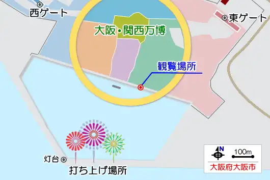 花火が正面に打ち上がる人気の観覧場所